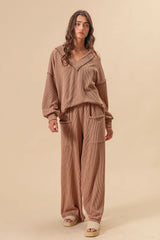 BiBi 2tone Cord Rib Waist Band Side Pocket Pants OutfitFlow