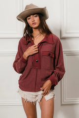 BiBi Cp French Terry Cut Edge Detail Collared Top OutfitFlow