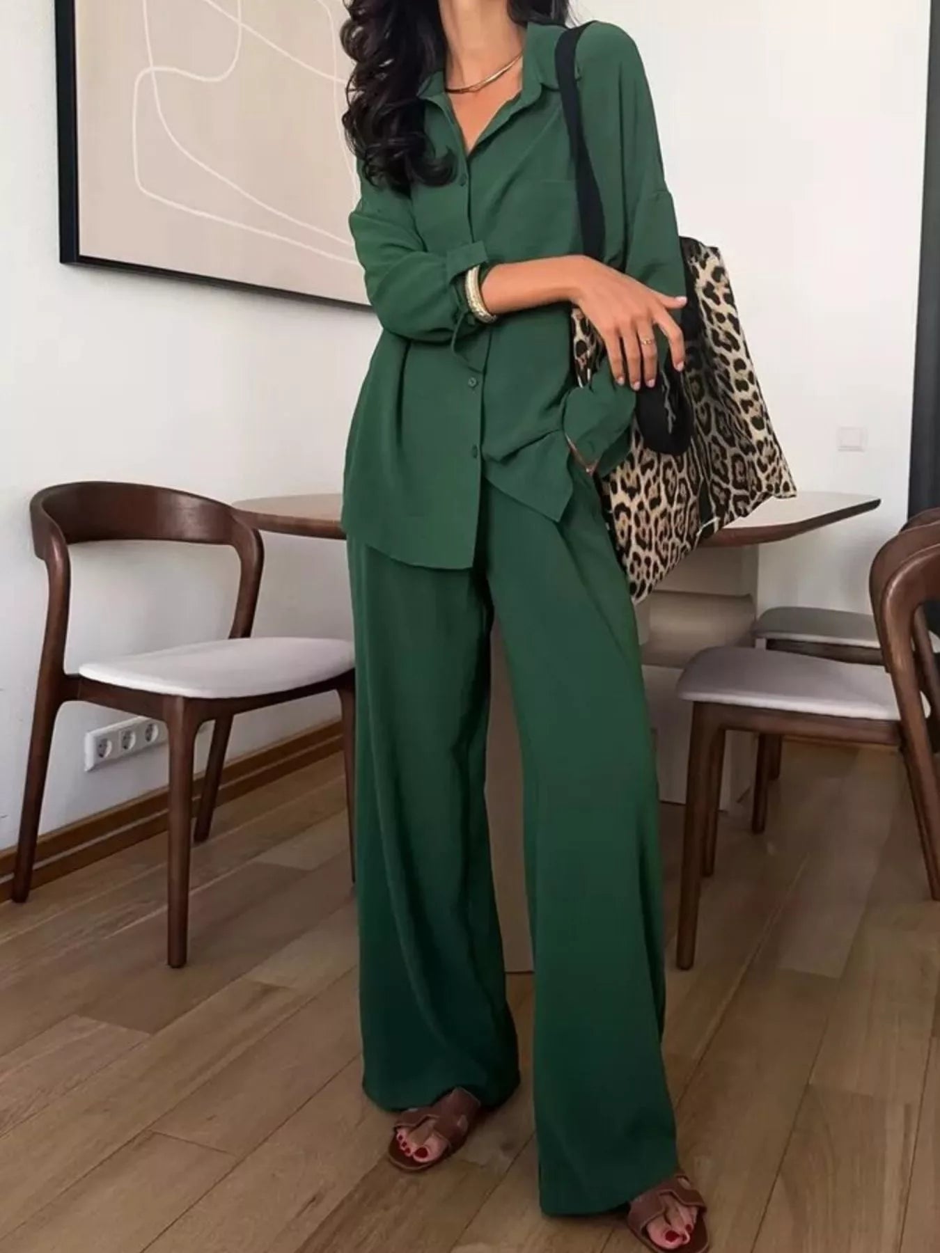 Button Down Shirt and Pants Set OutfitFlow