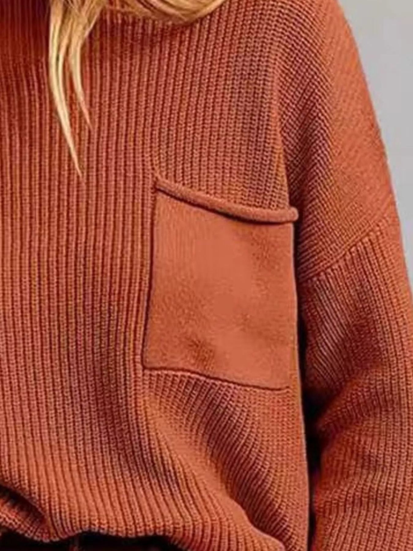 Pocket Detail Dropped Shoulder Sweater OutfitFlow