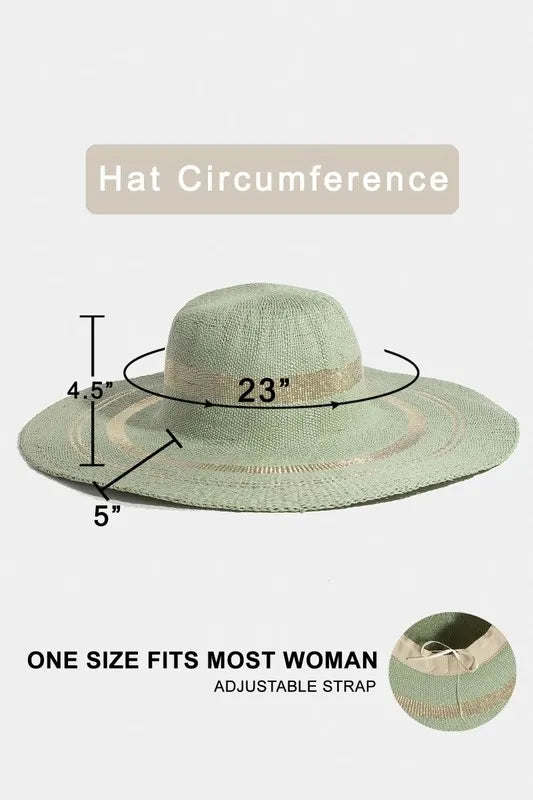 Fame Metallic Accent Trim Floppy Sun Hat OutfitFlow