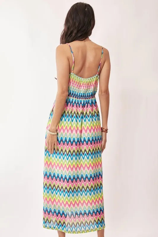 Davi & Dani Multi Color Crochet Lace Midi Dress OutfitFlow