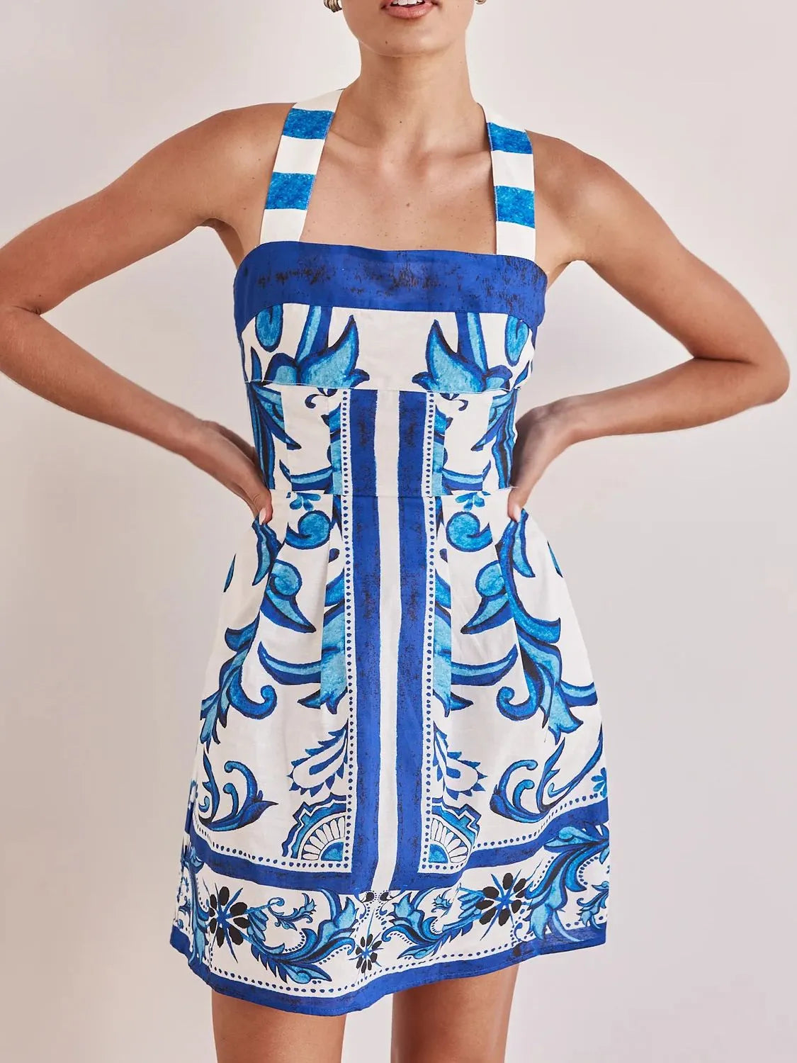 Printed Square Neck Midi Dress OutfitFlow