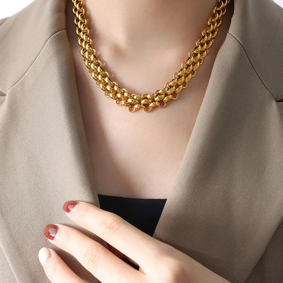 Gold Chain Link Jewelry Set with Necklace and Bracelet OutfitFlow