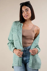 VERY J Mineral Washed Gauze Button Down Shirt OutfitFlow