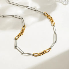 Two-Tone Chain Link Necklace OutfitFlow