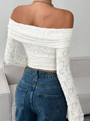 Lace Off-Shoulder Long Sleeve Top OutfitFlow