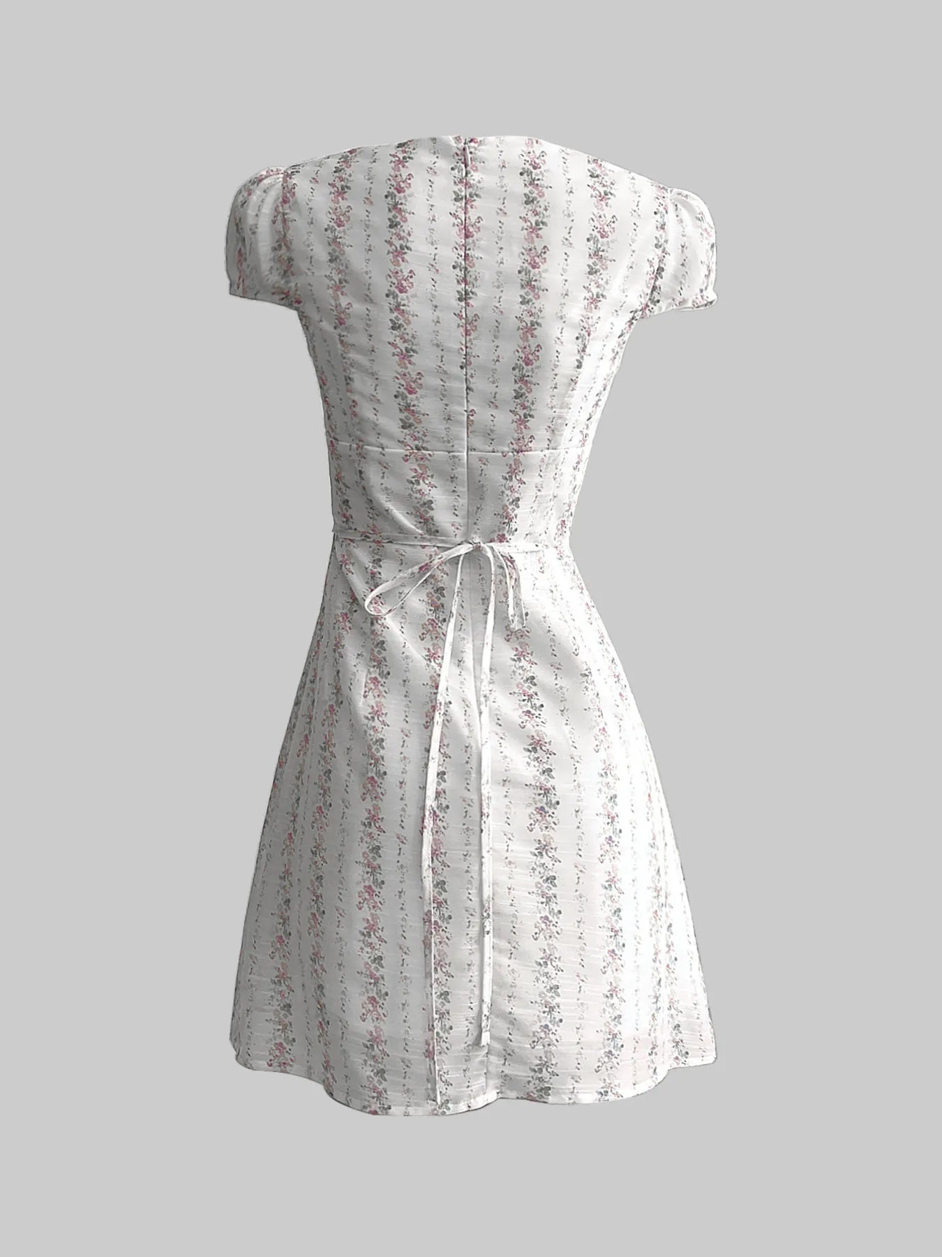 Floral Tie-Front Deep V-Neck Mini Dress OutfitFlow
