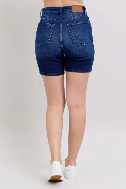 Judy Blue Full Size High Waist V-Front Bermuda Plus Size OutfitFlow