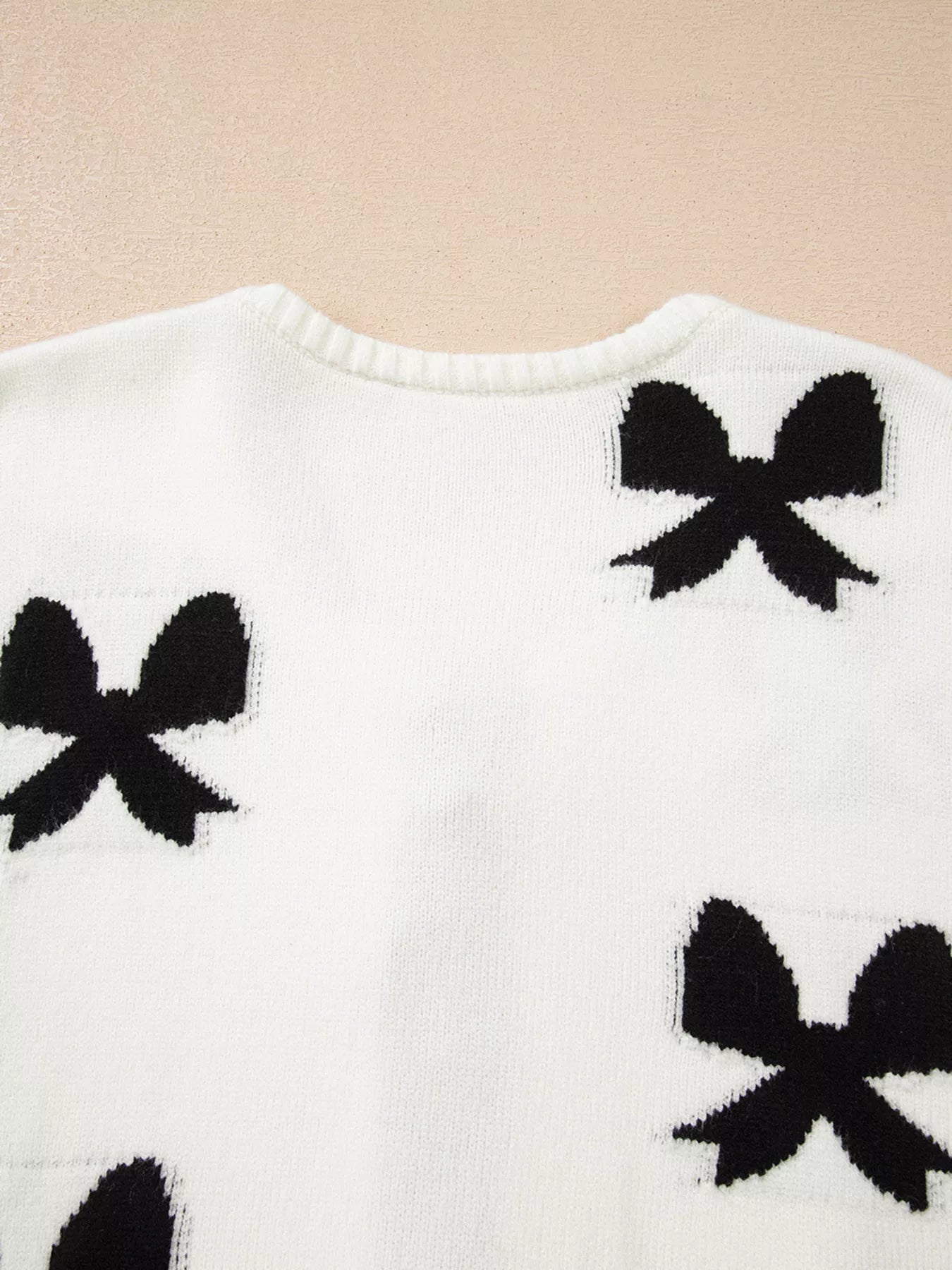 Tie Front Bow Pattern Cardigan OutfitFlow