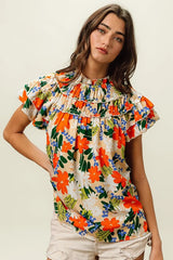 BiBi Multi Color Floral Print Woven Top OutfitFlow