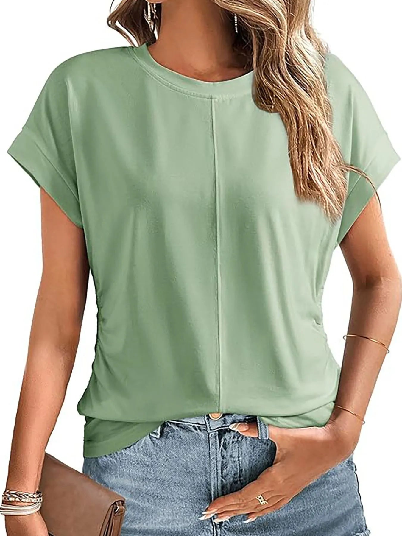 Round Neck Short Sleeve T-Shirt OutfitFlow