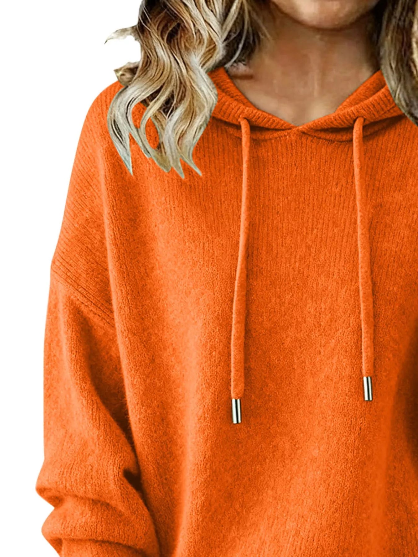 Drawstring Long Sleeve Hooded Sweater Trendsi