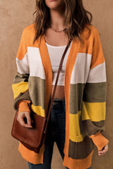 Open Front Color Block Cardigan OutfitFlow