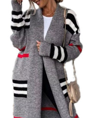 Striped Longline Open Front Cardigan OutfitFlow