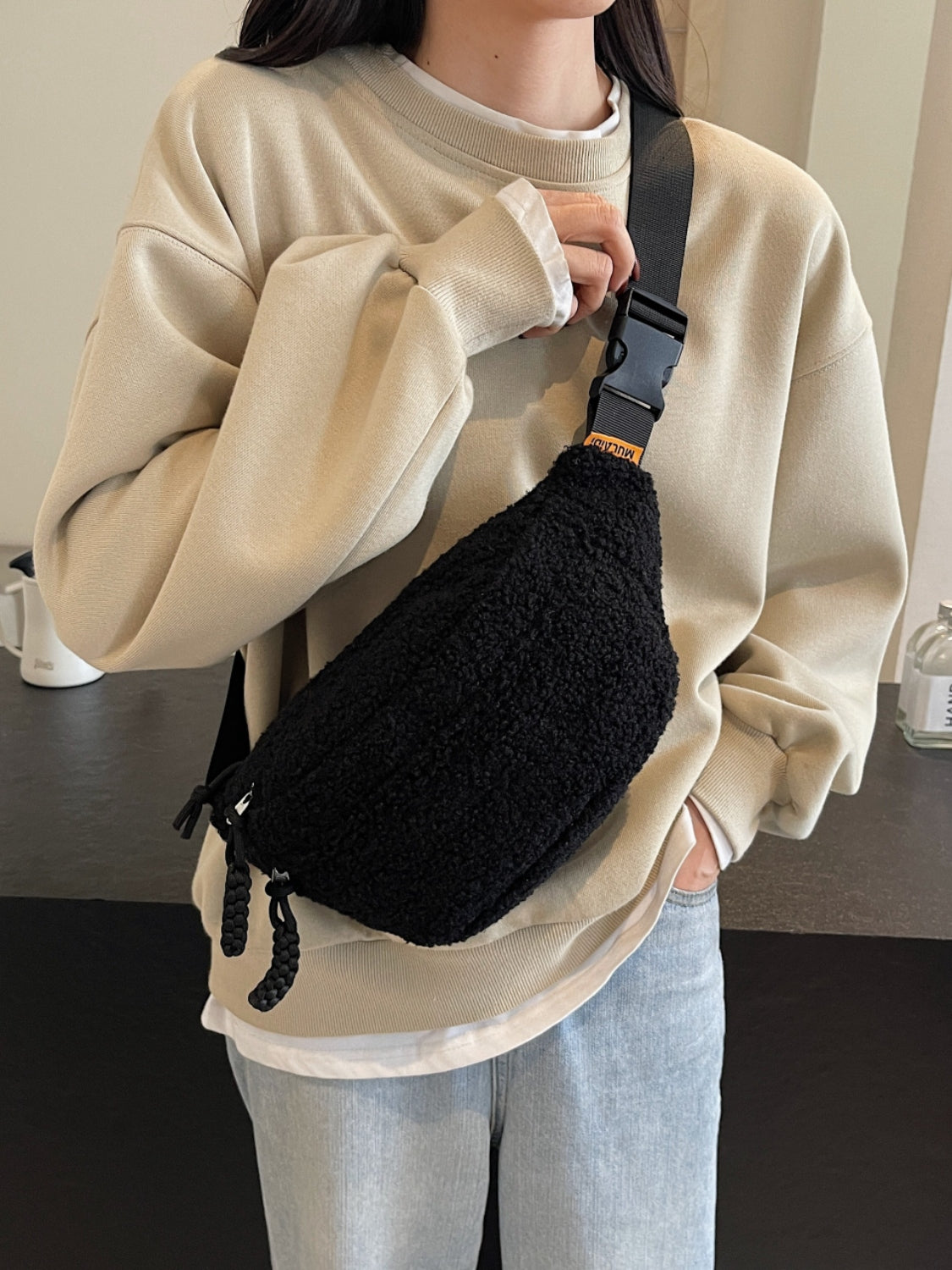 Outfit Flow - Sherpa Crossbody Bag with Adjustable Strap