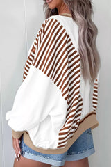 Stripe Colorblock Patchwork Contrast Stitching Sweatshirt OutfitFlow