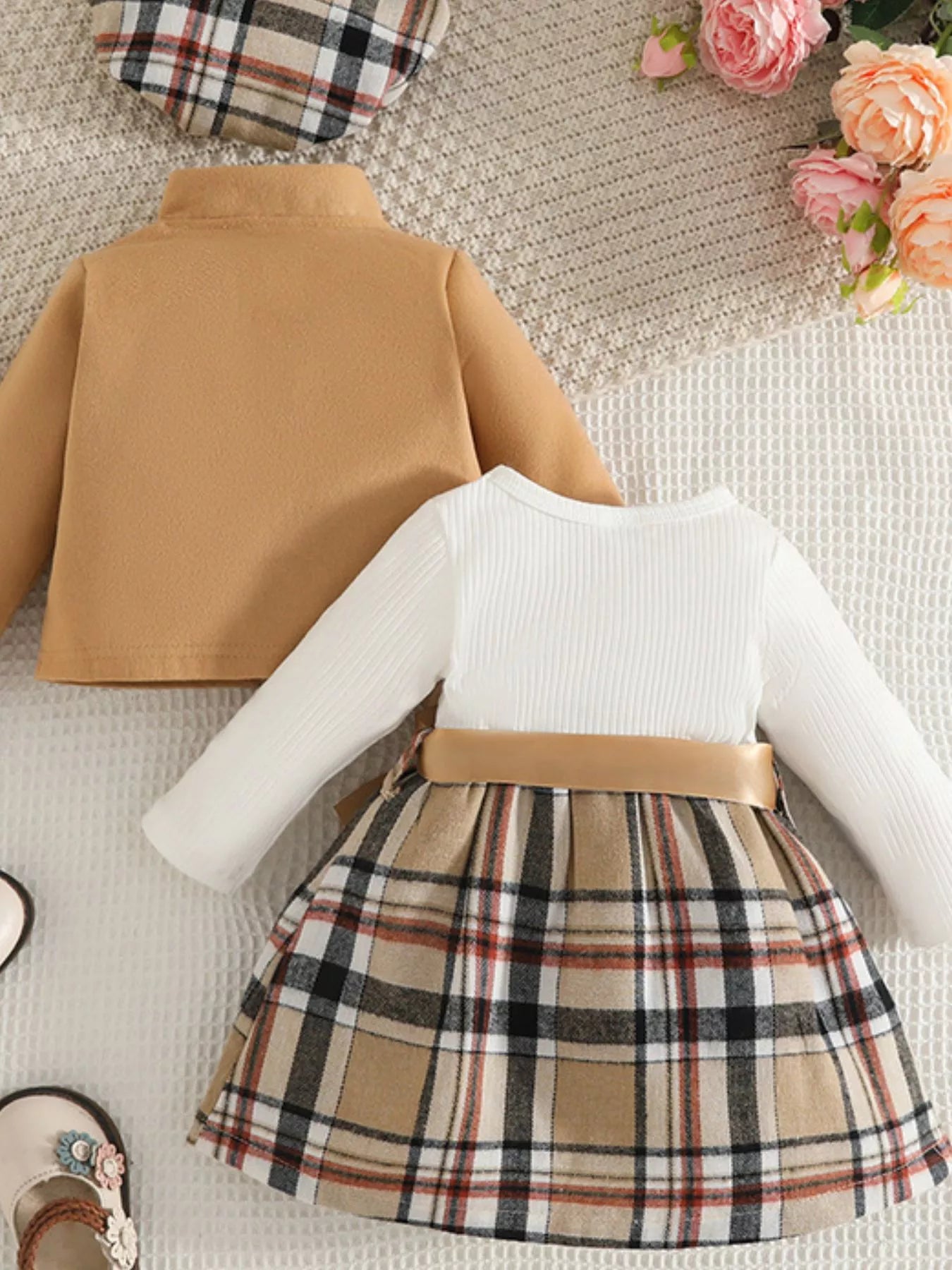 Children's Plaid 3-Piece Outfit Set Trendsi