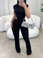 Cutout Sleeveless Bodysuit and Pants set OutfitFlow