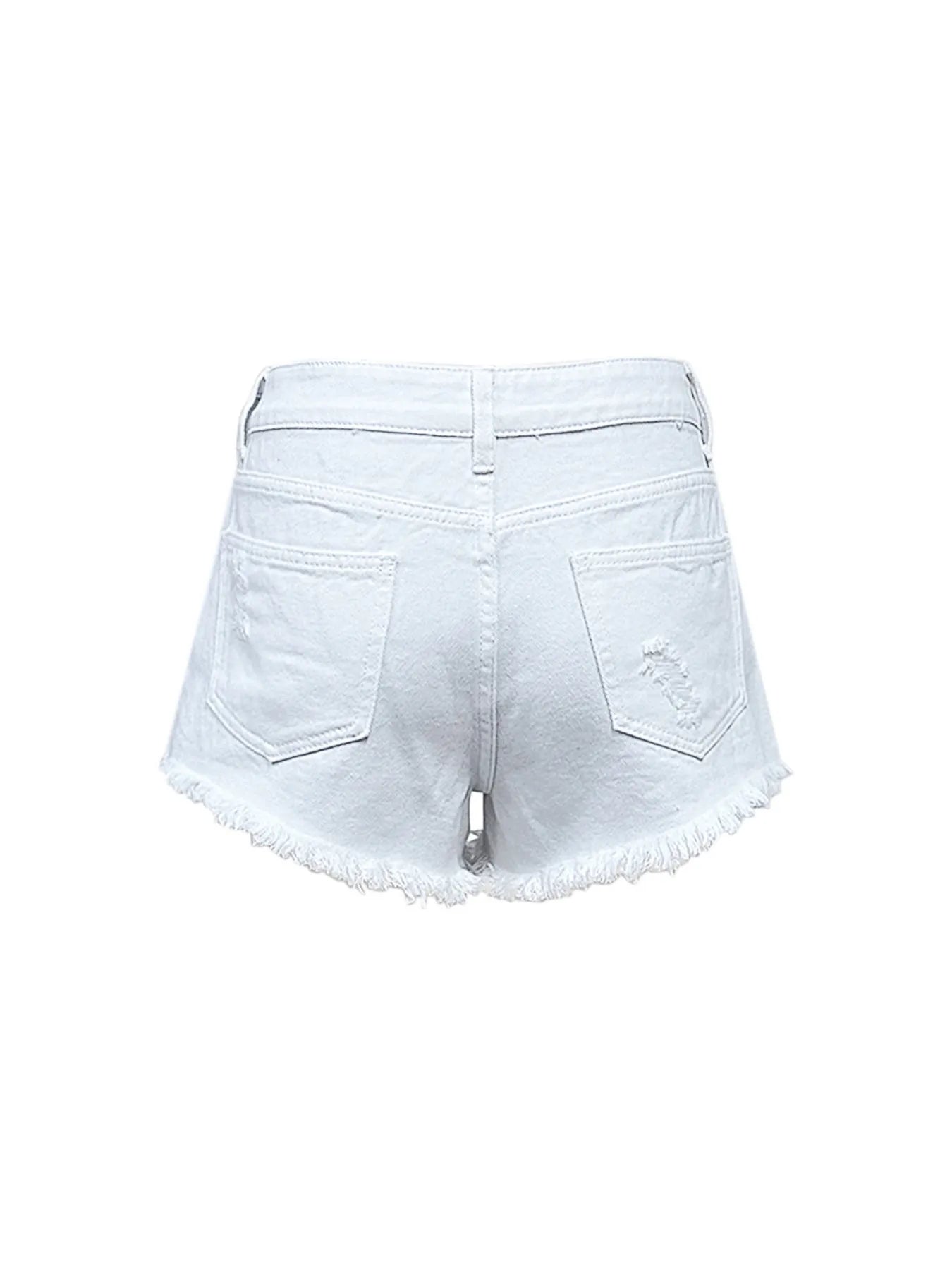 Raw Hem High Waist Denim Shorts OutfitFlow