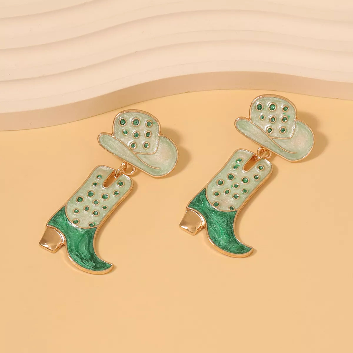 Cowgirl Boot and Hat Dangle Earrings Cyan onesize OutfitFlow