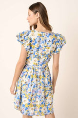 Mittoshop Floral V-Neck Cap Sleeve Mini Dress OutfitFlow