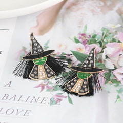 Witch Rhinestone Alloy Earrings OutfitFlow