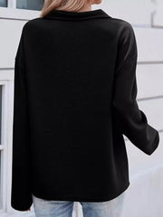 Half Zip Dropped Shoulder Sweatshirt OutfitFlow