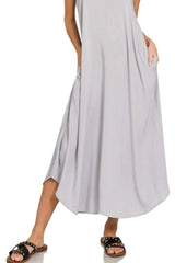 Zenana Woven Arc Hem Cami Dress With Flowy Pockets OutfitFlow
