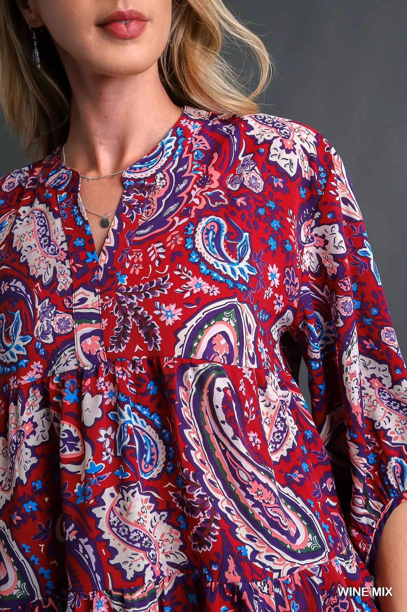 Umgee Mix Paisley Boho Tunic Blouse Trendsi