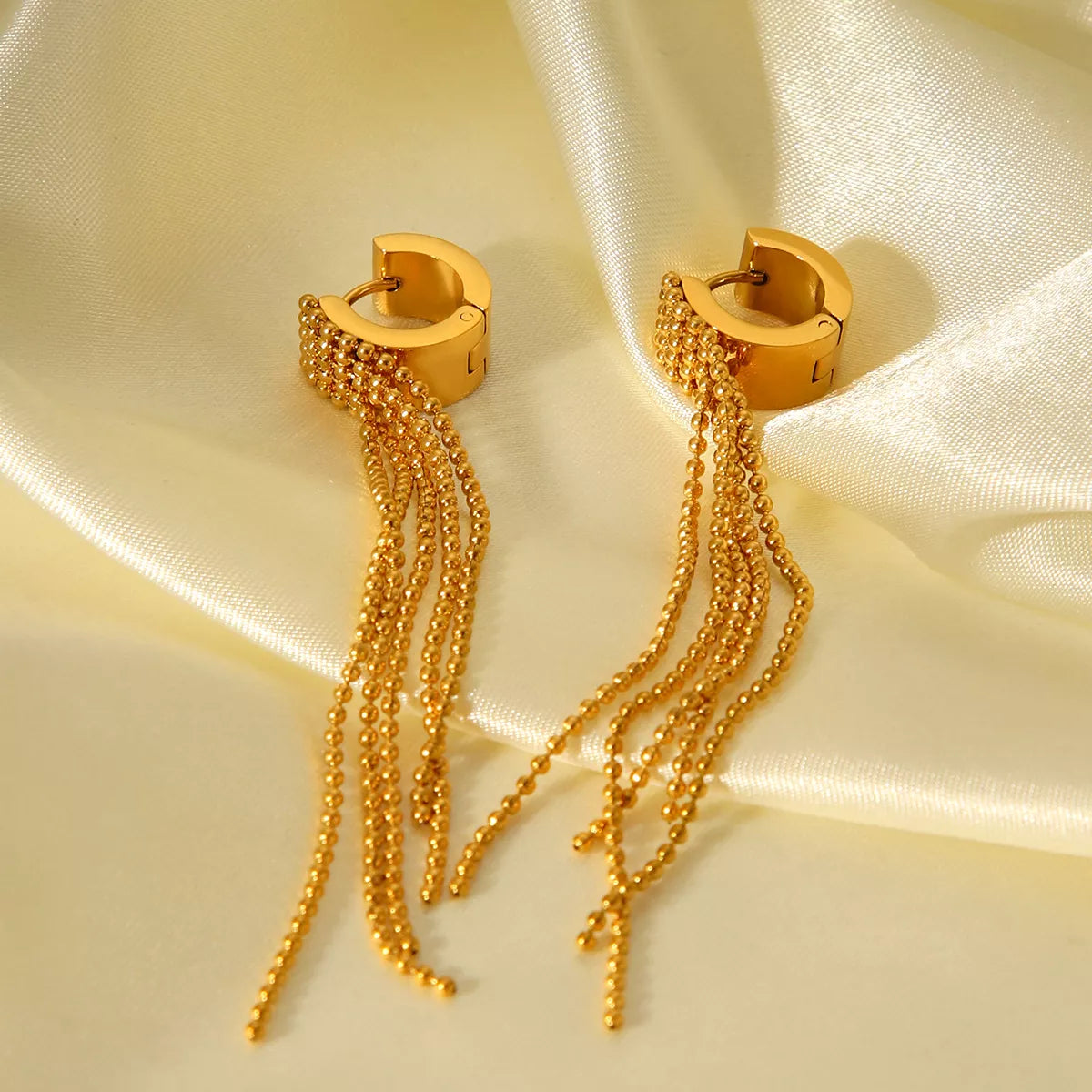 18K Gold-Plated Tassel Chain Earrings OutfitFlow