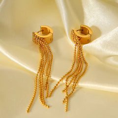 18K Gold-Plated Tassel Chain Earrings OutfitFlow