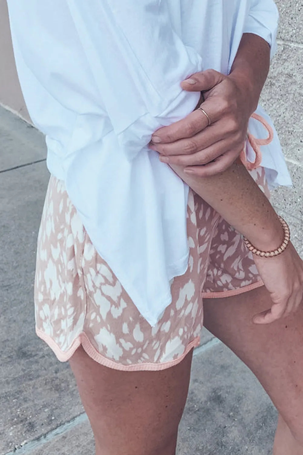 Abstract Print Drawstring Casual Shorts OutfitFlow