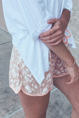 Abstract Print Drawstring Casual Shorts OutfitFlow