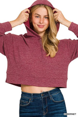 Zenana Drop Shoulder Ribbed Crop Hoodie OutfitFlow