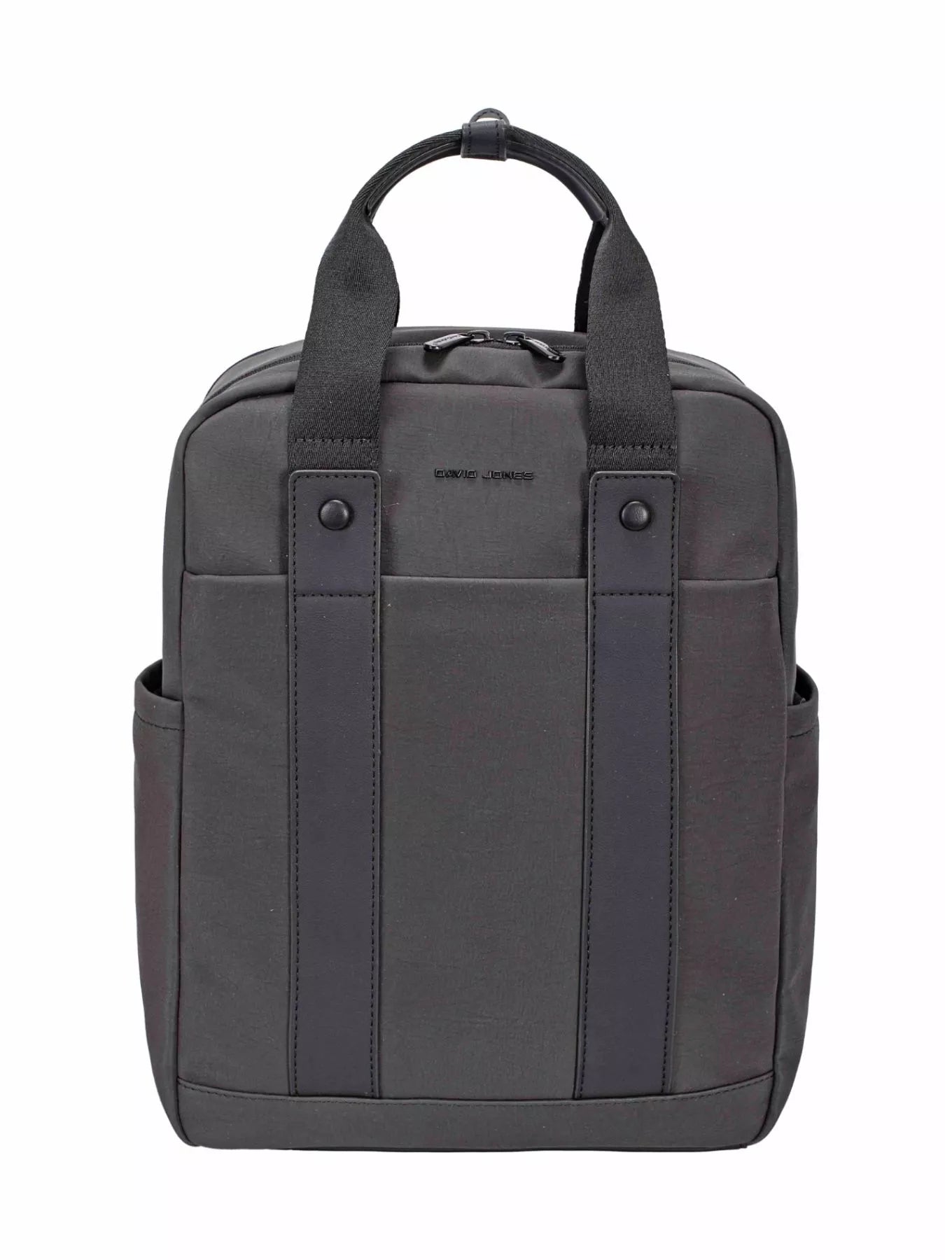 David Jones Canvas Backpack Bag with Dual Handle BLACK One Size Trendsi