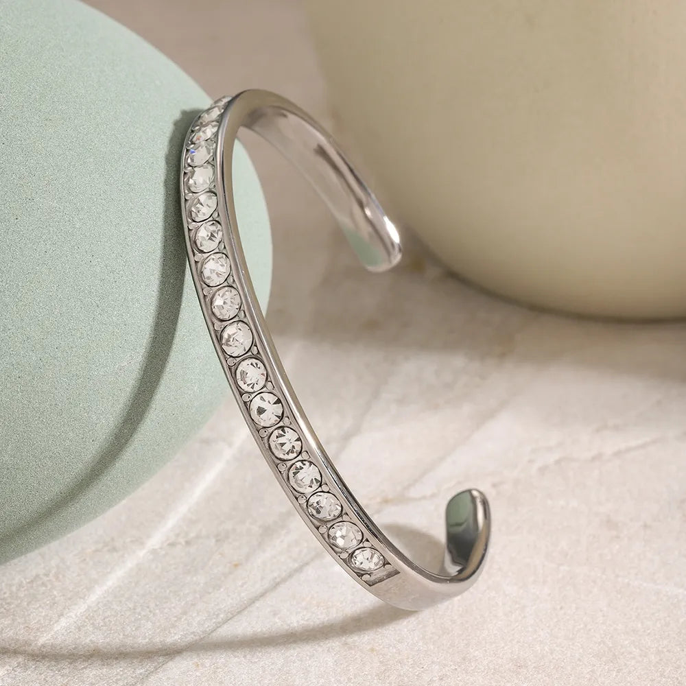 Stainless Steel Inlaid Zircon Bracelet OutfitFlow