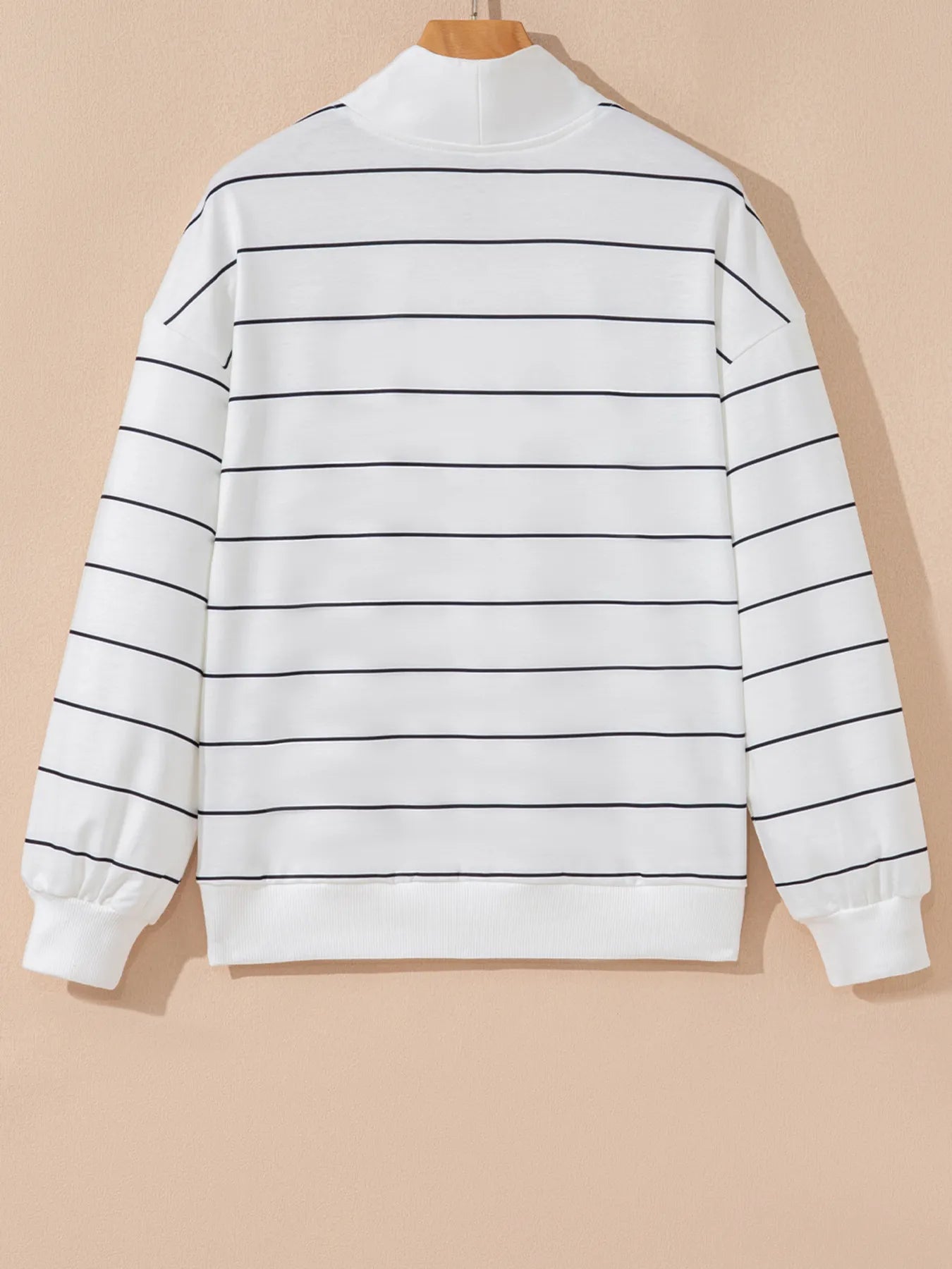 Striped Quarter Zip Sweatshirt with Relaxed Fit OutfitFlow