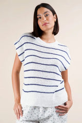 VERY J Striped Knit Sweater Vest Top OutfitFlow