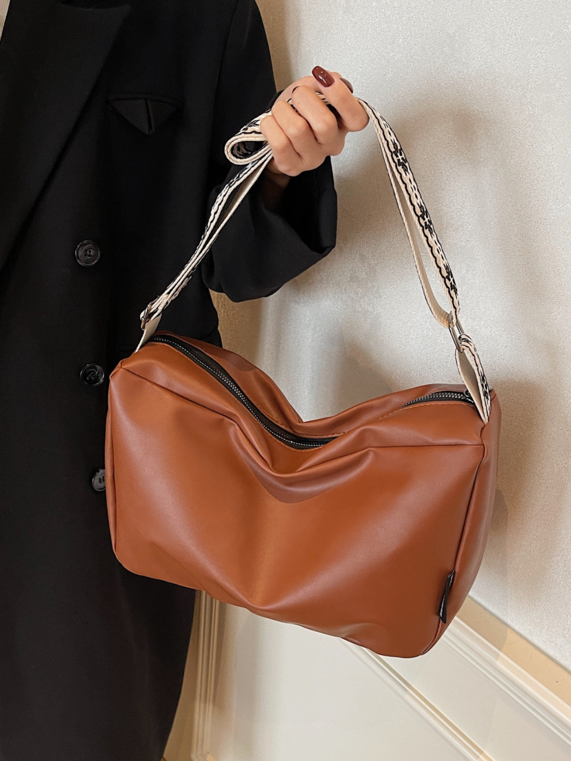 Outfit Flow - PU Leather Adjustable Strap Crossbody Bag