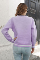 Skeleton Pattern V-Neck Long Sleeve Pullover Sweater OutfitFlow