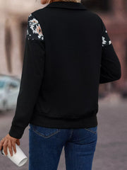 Floral Print Quarter Zip Sweatshirt OutfitFlow