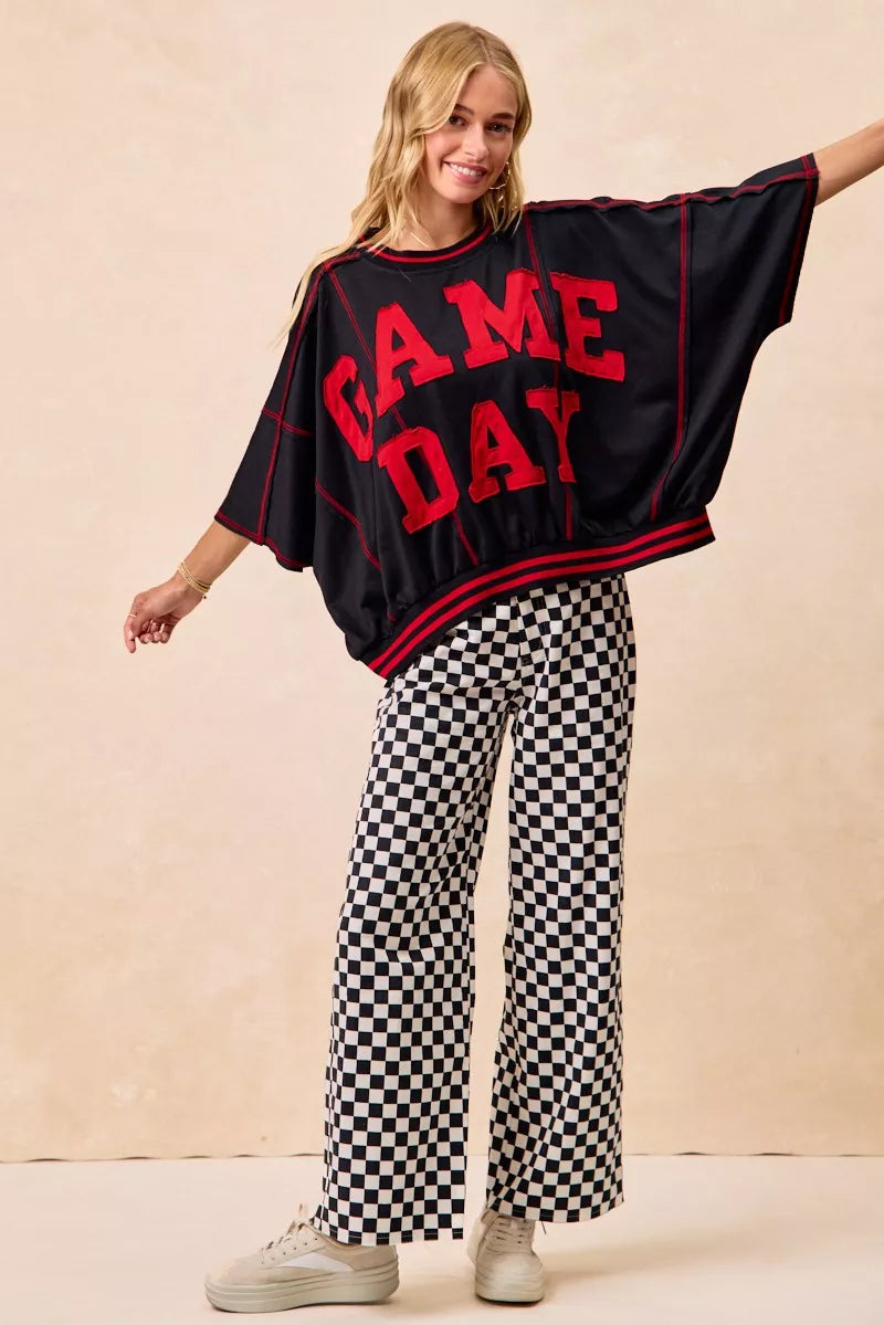 BiBi Gameday Theme Checkered Printed Pants OutfitFlow