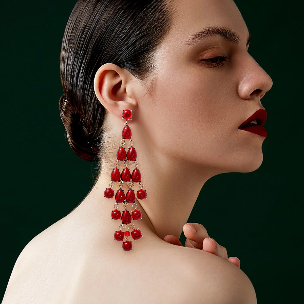 Alloy & Rhinestone Teardrop Earrings OutfitFlow