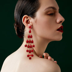 Alloy & Rhinestone Teardrop Earrings OutfitFlow
