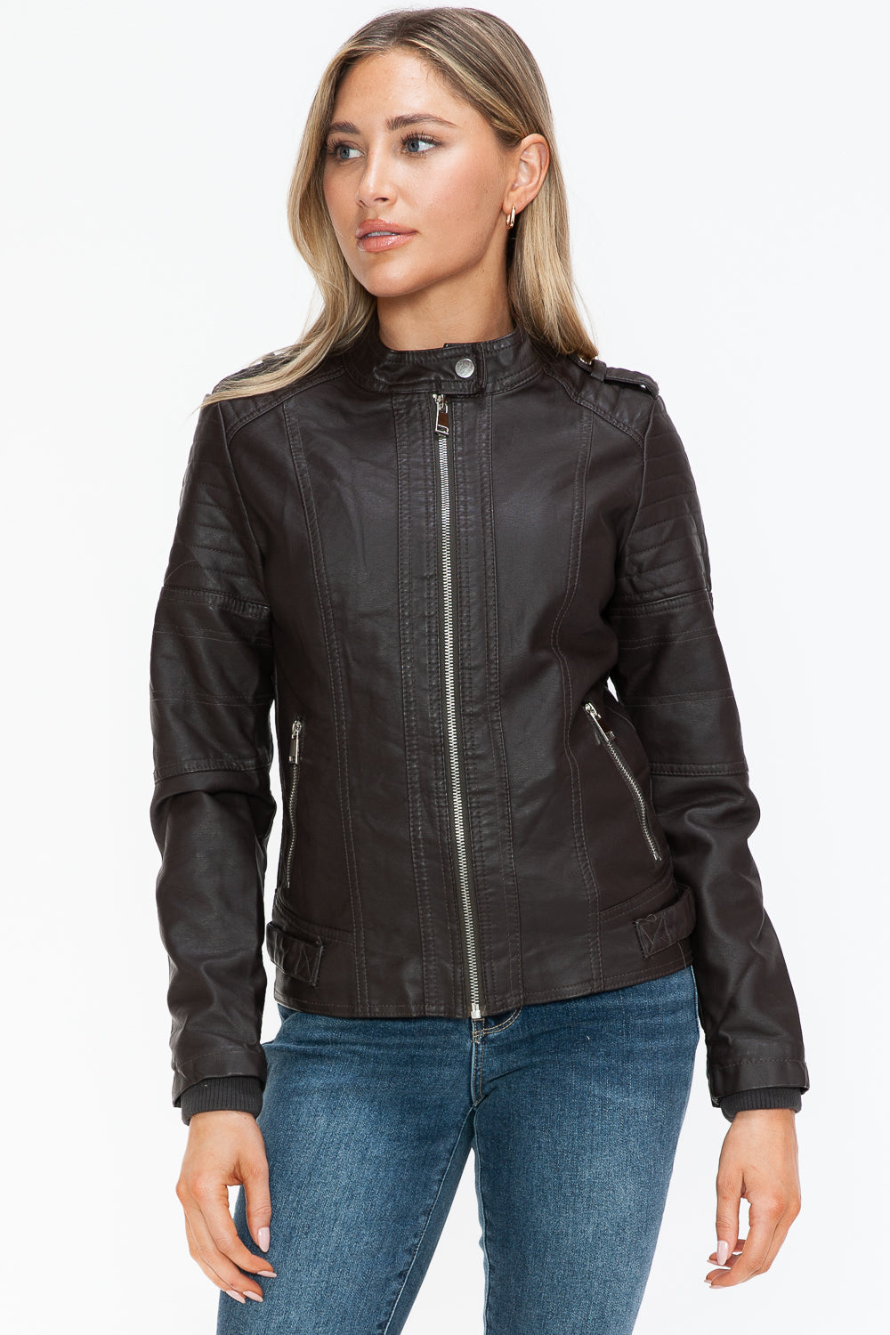 Outfit Flow - Snobbish PU Leather Biker Jacket with Side Zip Pockets