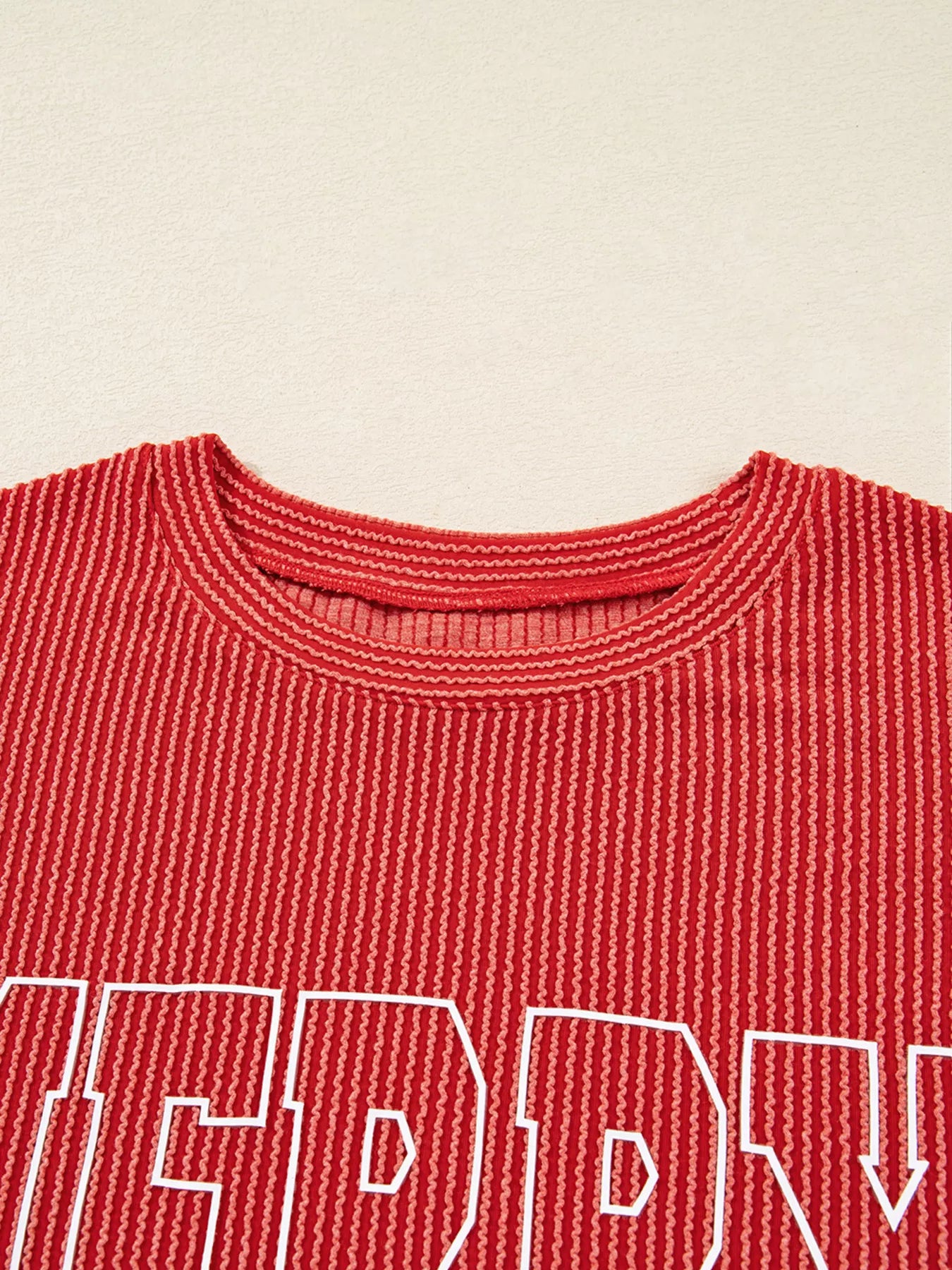 Merry Twisted Rib Christmas Loose Long Sleeve Top OutfitFlow