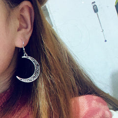 Alloy Cutout Moon Earrings OutfitFlow