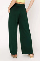 Umgee Elastic Drawstring Waistband Wide Leg Pants OutfitFlow