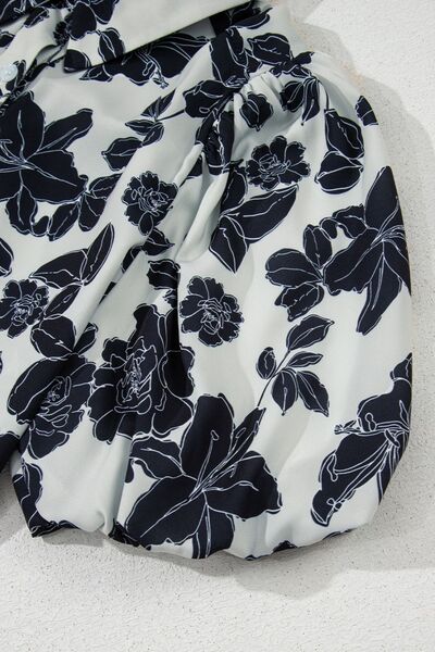 Floral Button Down Puff Sleeve Shirt OutfitFlow